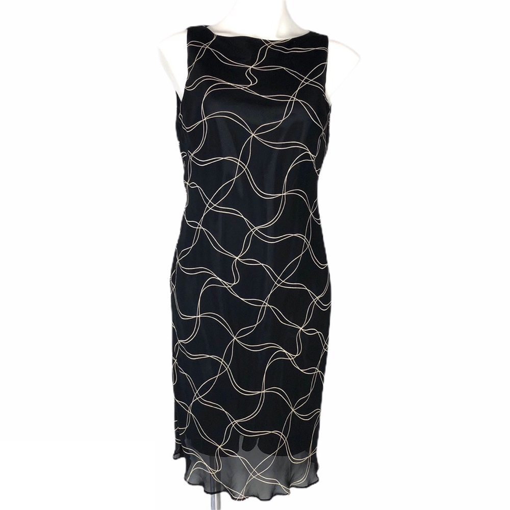 Evan-Picone Black & Cream Print Sheath Dress - Picture 1 of 8